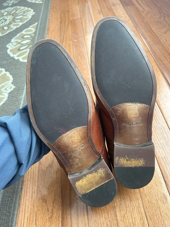 Aldo Chestnut Brown Cap-Toe Oxford Dress Shoes-size 12 - Picture 5 of 6